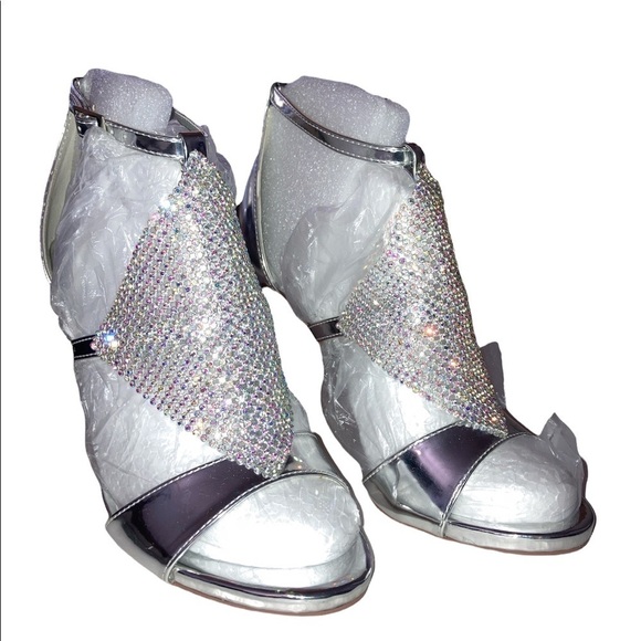 Marcorepublic Shoes - Marcorepublic Silver High Heels Bedazzled Special Occasion S7 Shoes Brand New